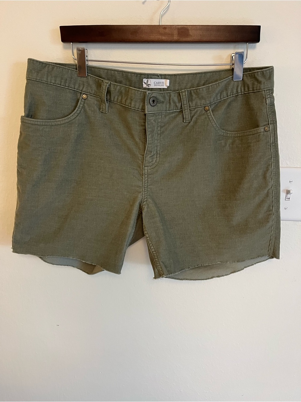 Carve Designs Olive Green Cutoff Denim Shorts